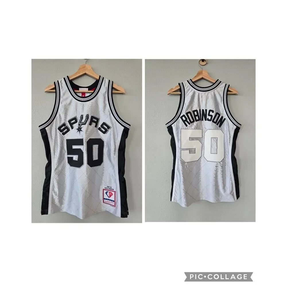NWT Mitchell Ness Spurs David Robinson 50 Platinum Swingman Jersey M 1998 Retro
